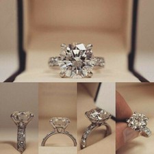 12MM White Round Cut CZ Engagement Wedding Ring Solid 925 Sterling Silver