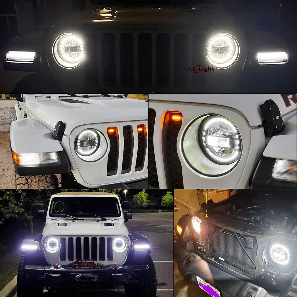For Jeep Wrangler JL Gladiator JT 2018-2025 130W Halo Led Headlights + Fog Light - Image 2 of 4