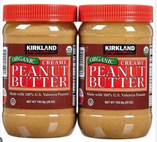 2 Jars Kirkland signature creamy Organic Peanut Butter 28 oz FREE SHIP EXP 01/27