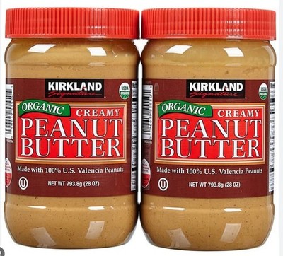2 Jars Kirkland signature creamy Organic Peanut Butter 28 oz FREE SHIP EXP 03/27