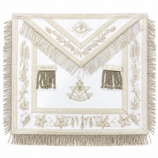 Master Apron white Hand Embroidery Masonic Regalia Blue Lodge Past