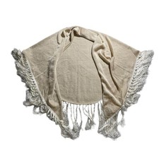 Vintage Japanese Shawl Scarf - Gold Metallic Fringe Shimmer Glitter Glam - EUC