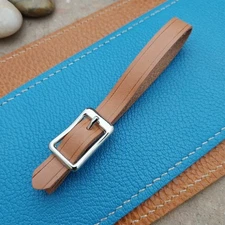 3/8" Tan English Bridle Leather Vintage Pocket Watch Fob Strap & Solid Buckle