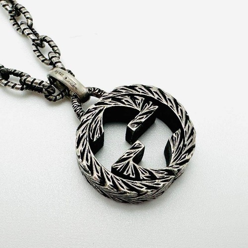 Gucci Interlocking G Arabesque Gravur Anhänger Halskette Sterling Silber 925 - Bild 5 von 13