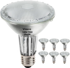 PAR30 Long Neck 75W, 6 Pack Long Lasting PAR30 Halogen Flood Light Warm White 28