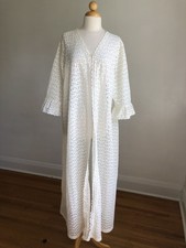 STUNNING VTG KOMAR Ivory Lace Full-length Peignoir Robe Lingerie SZ L