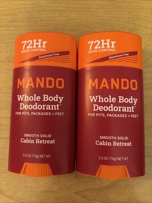 2-Pack - Mando Whole Body Deodorant -Cabin Retreat (limited) Smooth Solid 2.6oz