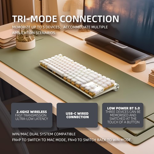 MT87 Tri-Mode Aluminium CNC Rahmen Mechanische Tastatur 80% TKL Hot Swapped RGB... - Bild 2 von 6