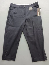 Counterparts Women's Capri Pants Size 14 Black Straight No Gap Waistband