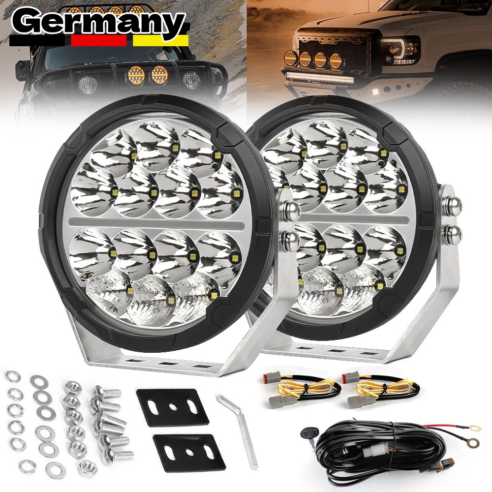 2X E-GeprüFt Led Fernscheinwerfer Arbeitsscheinwerfer Funktion Offroad 12V 24V-image