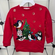Celebrate Together Penguins Kid's Christmas Sweater Red Size S 7 NWT