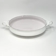 Vintage DANSK DESIGNS 10" PAELLA PAN WHITE ENAMEL France IHQ Kobenstyle MCM