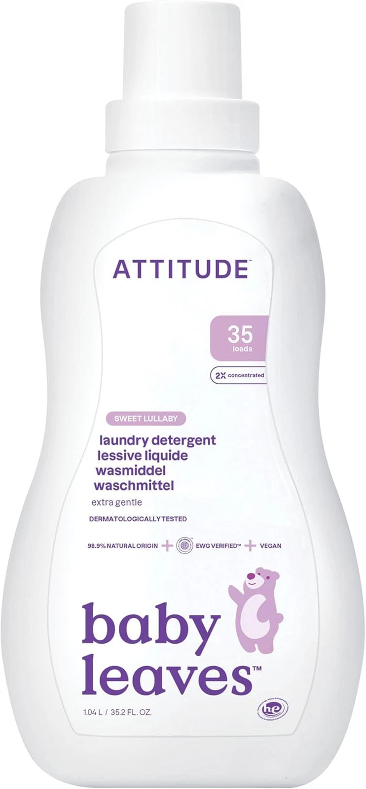 ATTITUDE Baby Laundry Detergent, EWG Verified, Plant and Mineral-Based Formula,