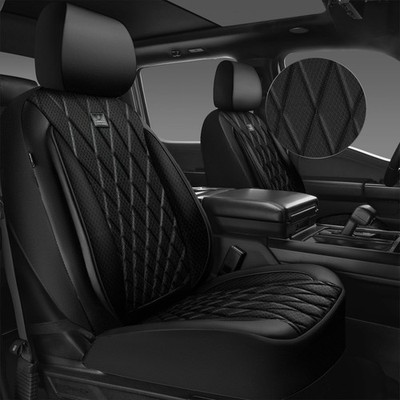 CAR PASS Thick Foam 3D Air Mesh Leather Car Seat Two Front, Black 