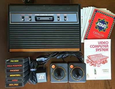 Atari 2600 Console Bundle 2 Original Joysticks 6 Games Tested Working OEM