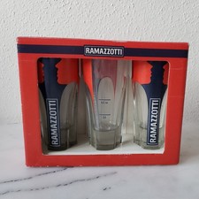 3 x Ramazotti Designer Gläser Gesicht rot mit Eichstrich Rastal Sonderedition