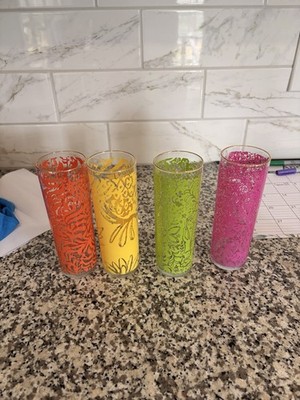 Lilly Pulitzer Target Highball Glasses Set 4 7'' Floral Cocktail Tumblers NEW