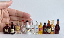 Lote 12 Botellas de Vino Whisky Ron Licor Escala 1:12 Casa de Muñecas Miniaturas Juego