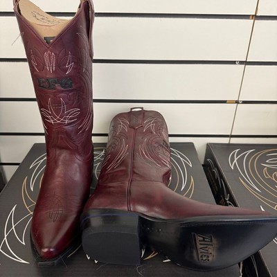 NEW $459 Alvies Billy Gibbons ZZ Top BFG Red Leather 11 DE 33 Coupe Cowboy Boot