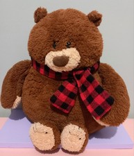 Large Clintons Fluffy Brown Bear With Red Scarf Plush Toy Soft Toy