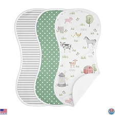 Sweet Jojo Designs Farm Animals 3-Pack Burp Cloths - Gender Neutral Barnyard