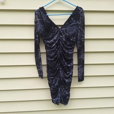 Womens Floral Mesh Whimsigoth Mini Dress Sz 10 Black Fairy Grunge Stevie Nicks 