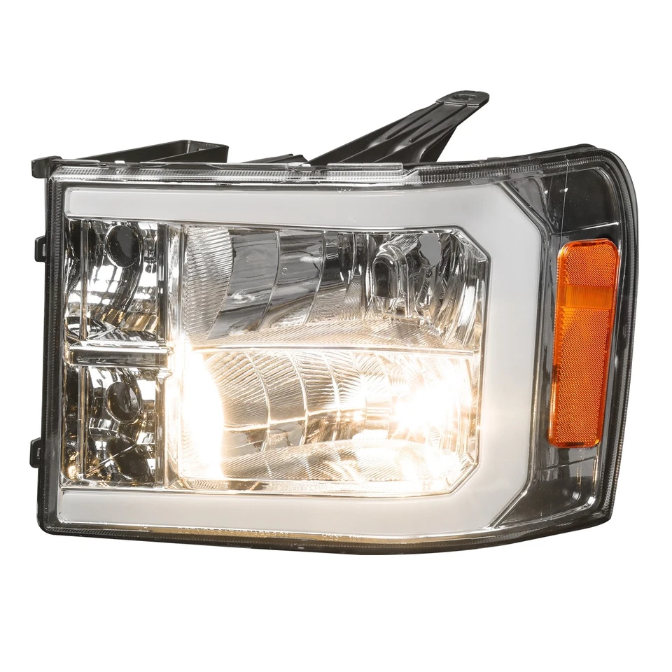 Pair LED & DRL Headlights Front Lamps For 2007-2014 GMC Sierra 1500 2500 3500HD - Image 3 of 4