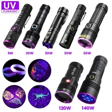 5-140W UV Flashlight 365nm Ultraviolet Light Handheld USB Rechargeable Torch set
