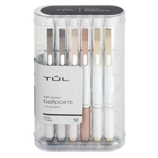TUL BP Series Retractable Ballpoint Pens, 1.0 mm, Pearl White Barrel, Black Ink