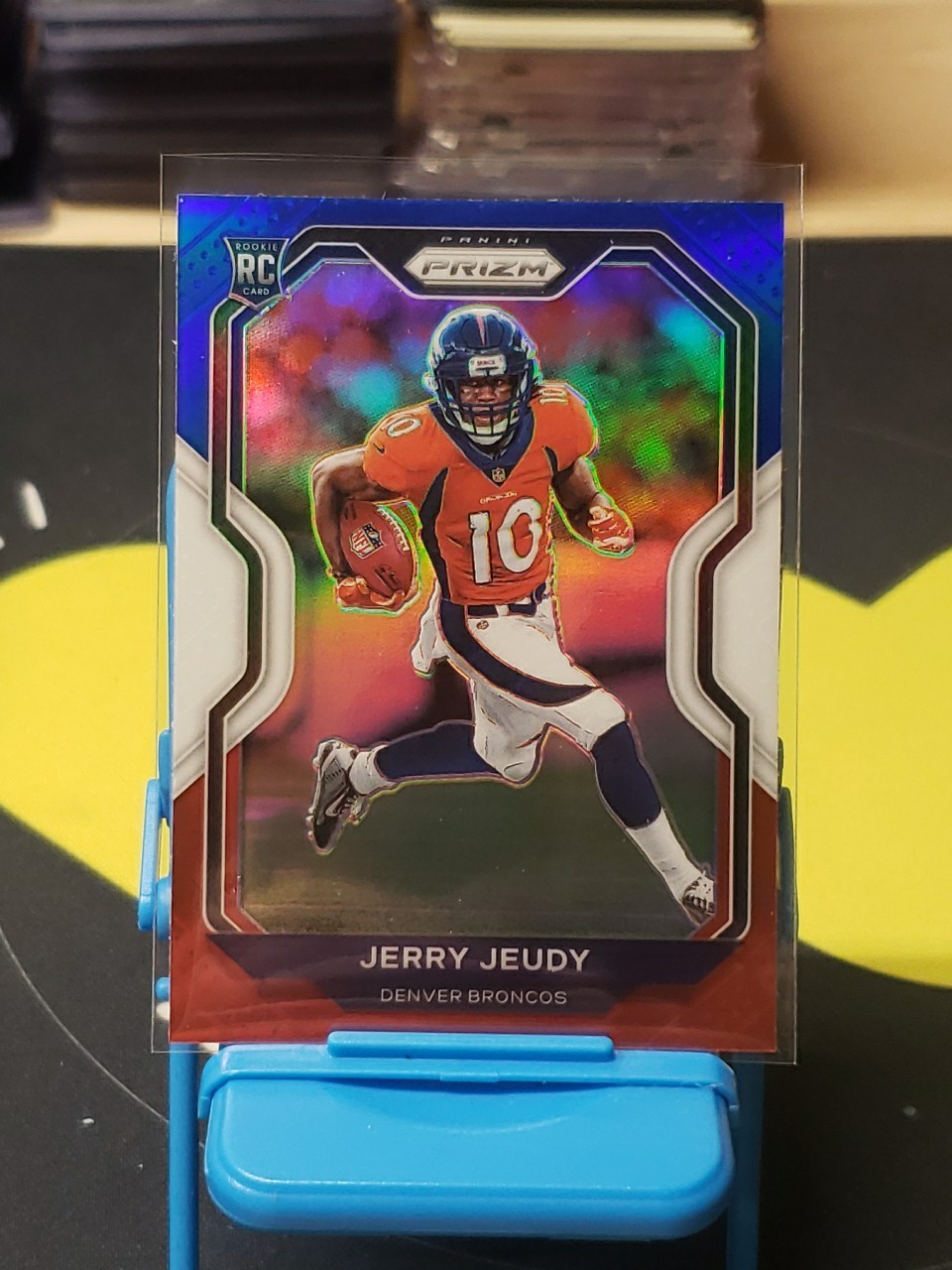2020 Panini Prizm Jerry Jeudy Red White Blue Prizm Rookie RC #314 Denver Broncos