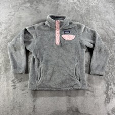 Patagonia Jacket Kids 7-8 Gray Fleece Snap-T Pullover Pocket Winter Outdoor