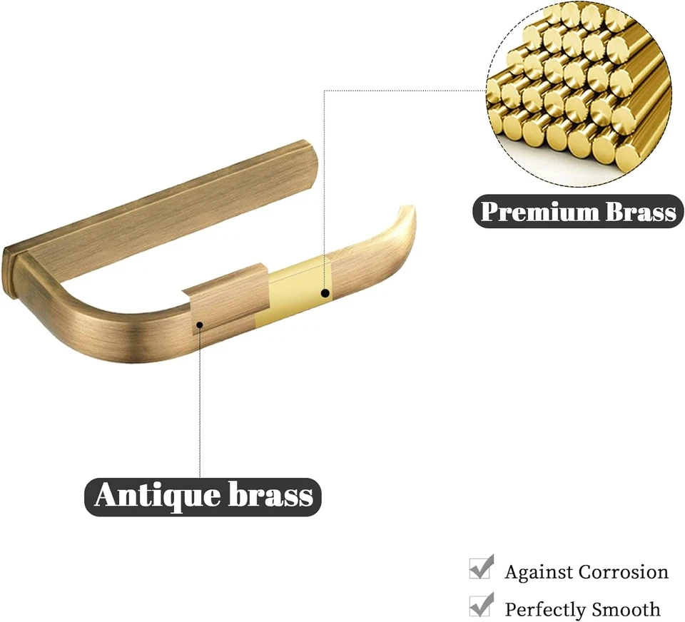 Bigbig Home Antiguo Juego de Porta Papel Higiénico, Toallero de Latón Cepillado para Baño Foto 3 de 4