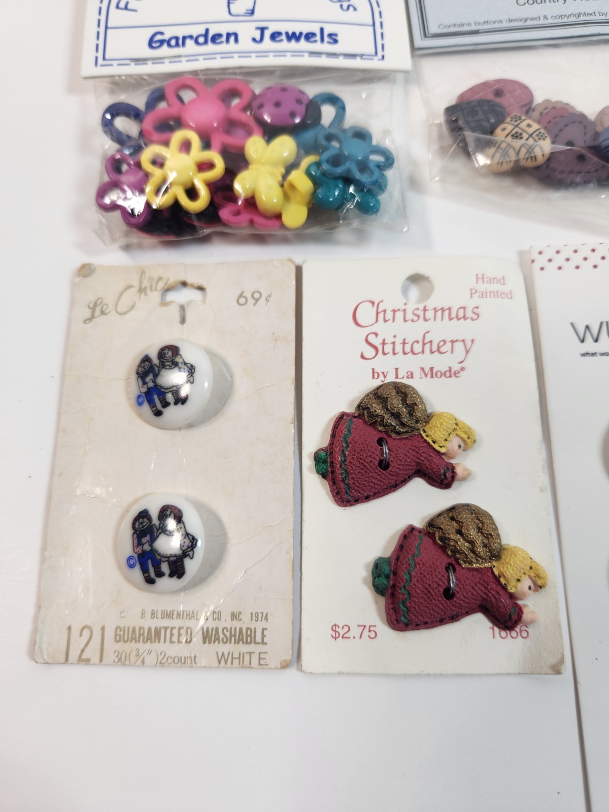 Vintage Buttons Lot Tiny Bugs Princess Floral Raggedy Ann Andy Owls Country_AF