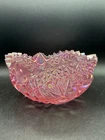 Vintage L.E. Smith “Comet In The Stars” Iridescent Pink Carnival Glass Bowl 7.5"