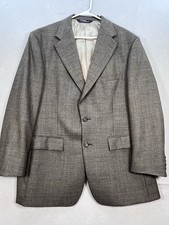 Polo Ralph Lauren Mens 46R Wool Sport Coat Gray Plaid Blazer Made in USA