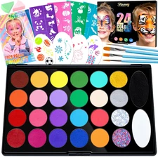 Face Painting Kit for Kids, 8 Colors, Includes Stencils and Instruction Book