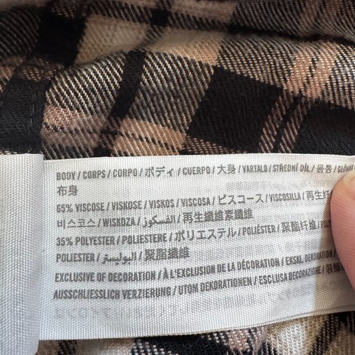 Abercrombie kids black brown plaid flannel button down shirt girls 11/12 fall - Picture 7 of 8