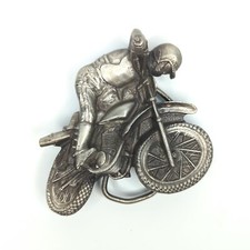 Vtg 1977 Dirt Bike Motocross Belt Buckle W-38 Bergamot Brass Works Made in USA