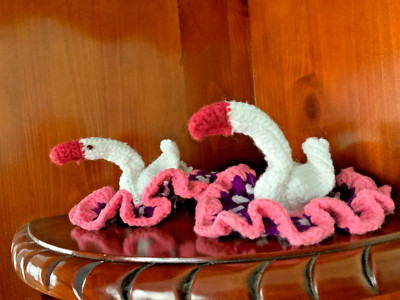 handmade duck swan decor set wine bottle cover pink Barbiecore rare HTF OOAK