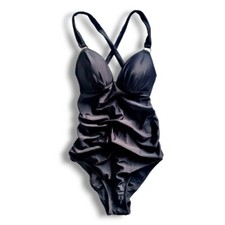 Black Corset Style One Piece / Monokini Swimsuit / Bodysuit MEDIUM AU 12-14