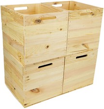 4 Stück Weinkiste Natur passend für Ikea Kallax und Expeditregale Holzkiste Rega