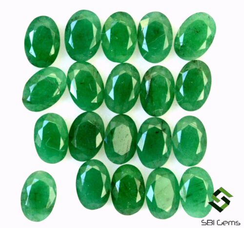 3.14 Cts Certified Natural Emerald Oval Cut 6x4 mm Lot 07 Pcs Loose Gemstones - Afbeelding 1 van 6