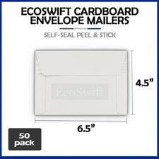 50 - 6.5 x 4.5 ECOSWIFT RIGID PHOTO SHIPPING FLATS CARDBOARD ENVELOPE MAILERS