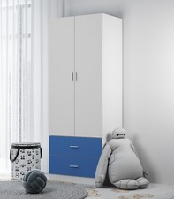 Orlando Wooden 2 Door 2 Drawer Compact Kids Wardrobe Bedroom Storage Hanging Bar