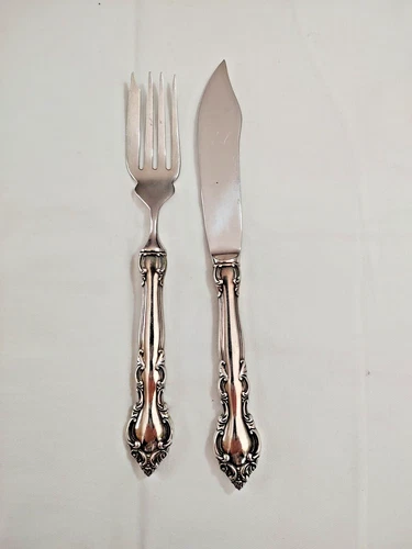 6 Sets Malvern by Lunt Sterling Silver Fish Knife and Fork HH WS 8 3/8", 8"