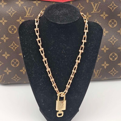 Authentic Louis Vuitton Lock & Key with Unbranded Gold Plated Chain Necklace