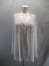 NWOT A Pea In The Pod Size L Womens White Polka Dot Pleated Maternity Blouse 616
