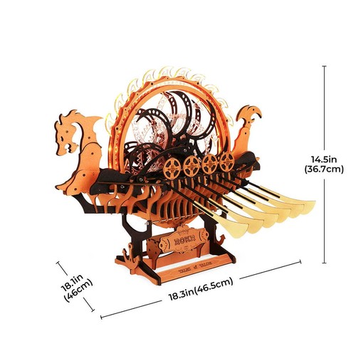 3D Wooden Puzzle for Adults Viking Dragon Ship Model Kits with LED Lights - Picture 8 of 8