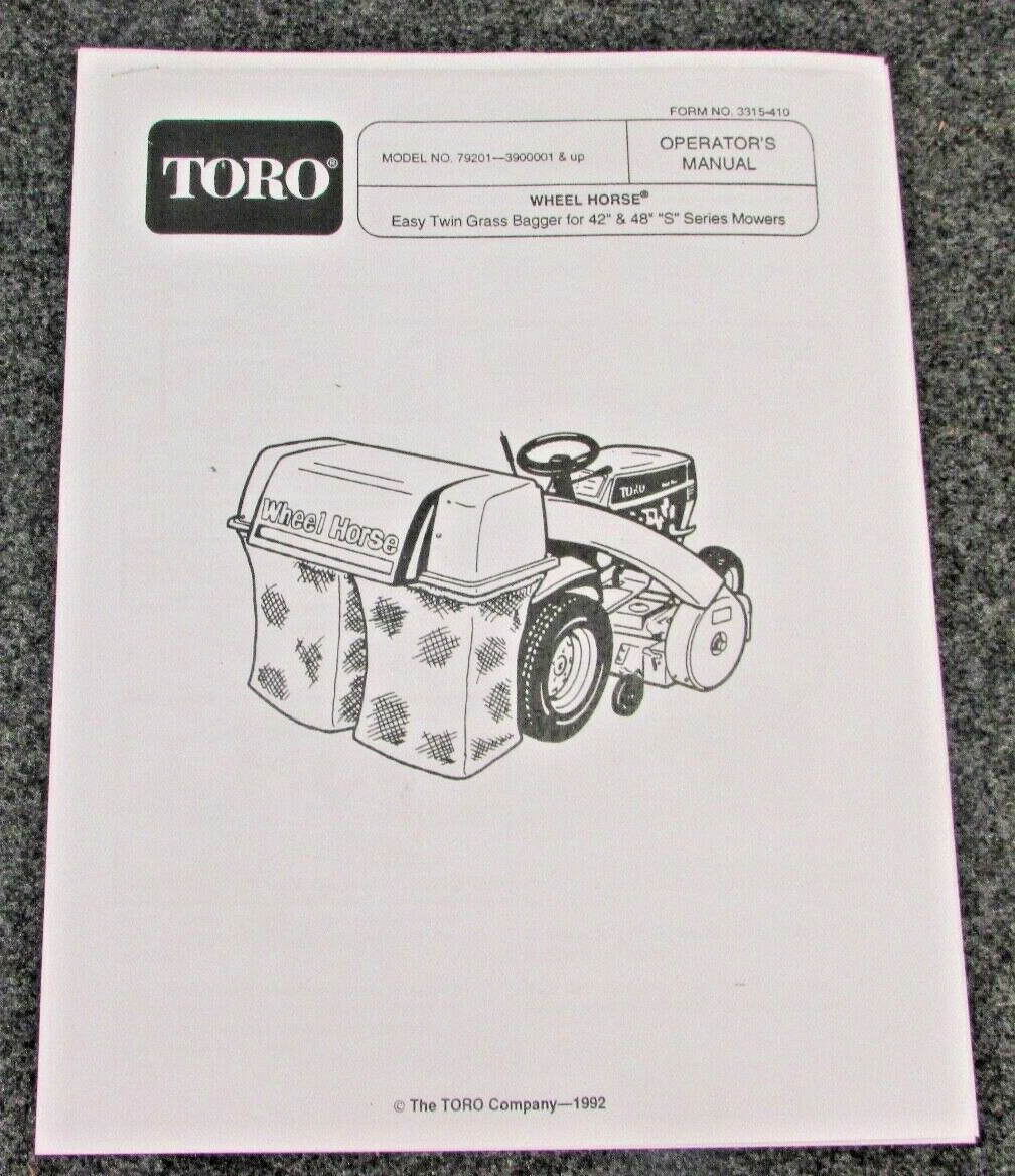 WHEEL HORSE EASY TWIN GRASS BAGGER MANUAL for S SERIES Mowers