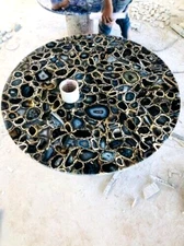 Black Agate Coffee Round Table Top, Agate Sofa Center Table Top, Decors 24"x24"
